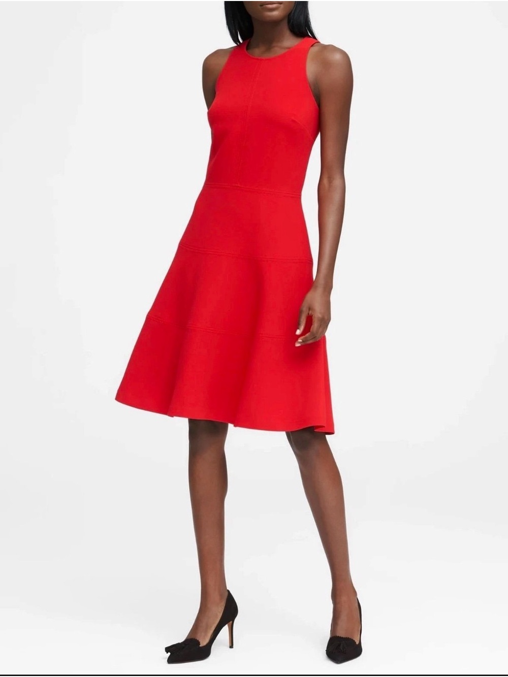 NWOT Banana Republic - Sleeveless Stretch Red Fit-and-Flare Dress